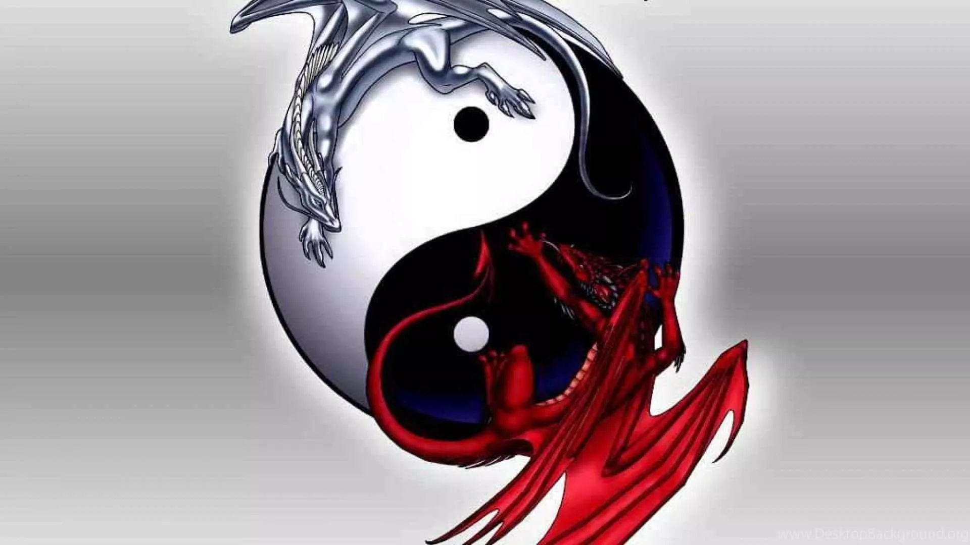 Yin Yang 4k White And Red Dragons