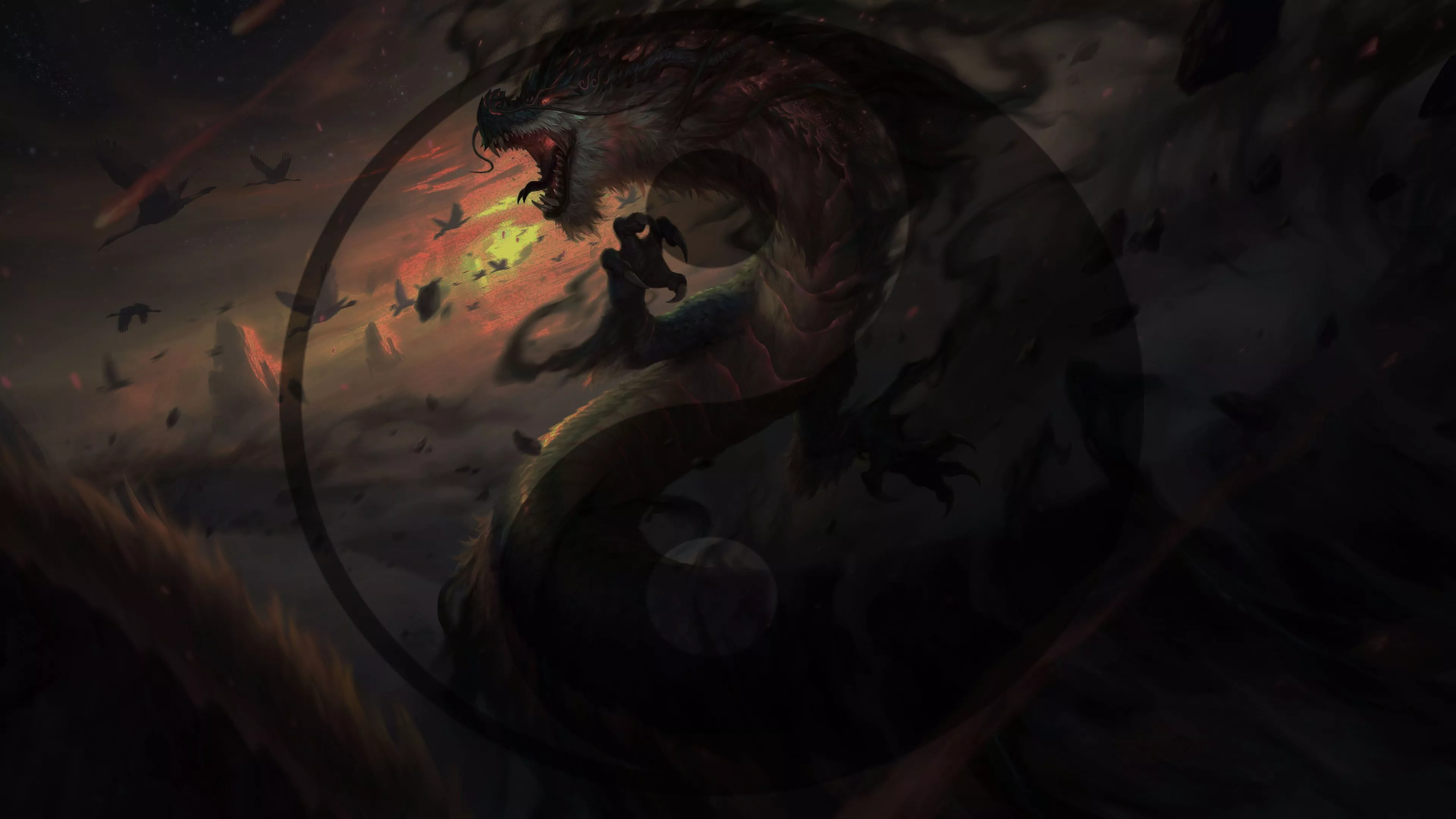 HD wallpaper: Yin and Yang, dragon, Taoism