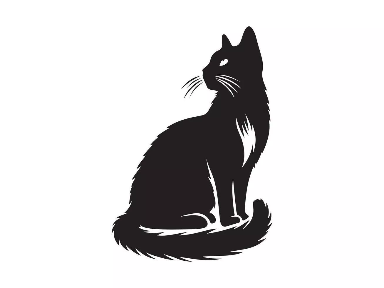 Cat Silhouette Vector Art, Icon