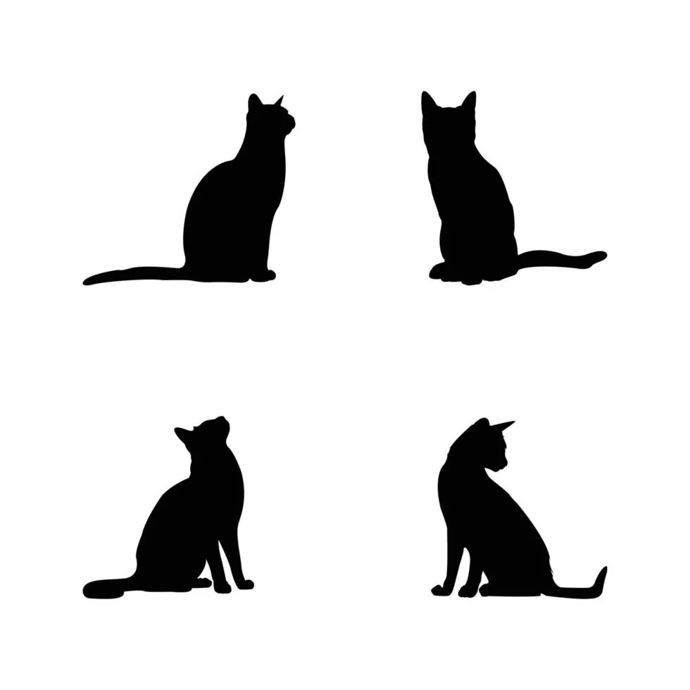 Cat Silhouette Vector Art, Icon
