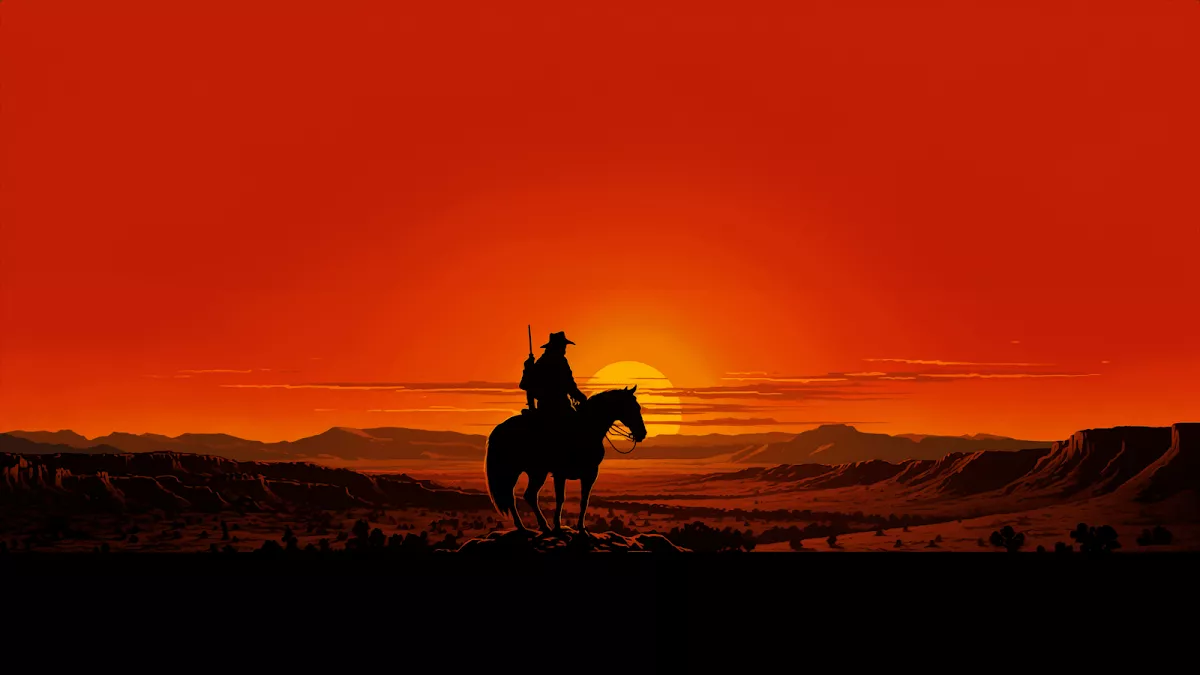 4K Wallpaper. Sunset Solitude: Cowboy