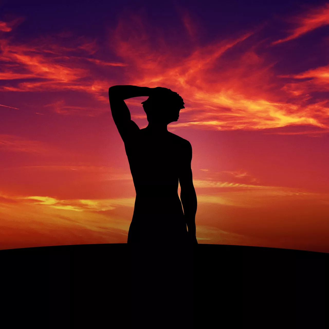 Alone Wallpaper 4K, Sunset, Silhouette
