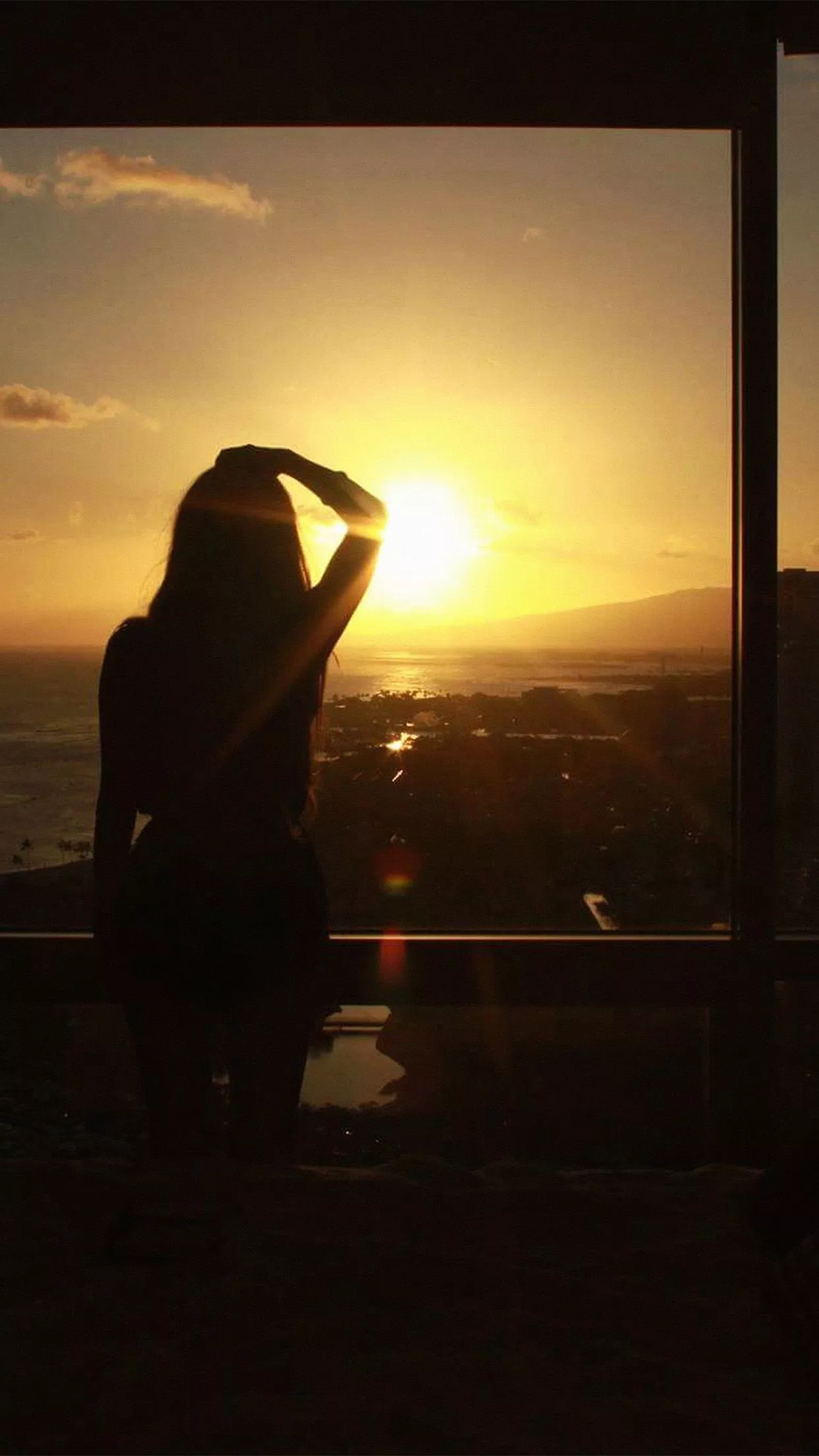 Sunset Girl Watching Silhouette