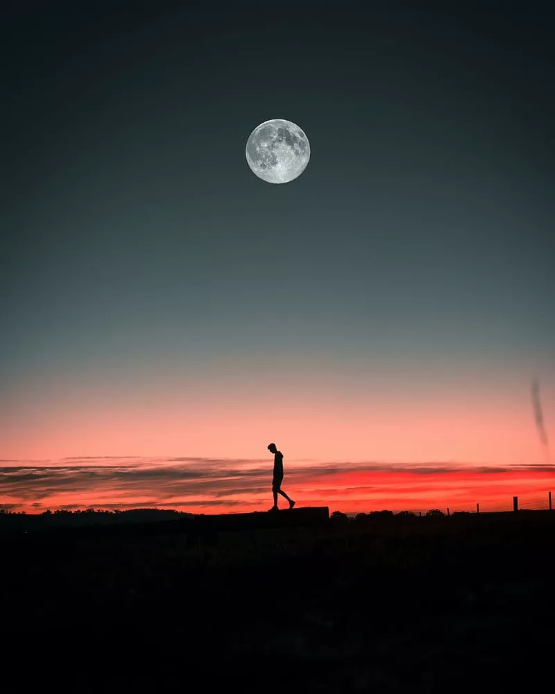 Loneliness, alone, moon, silhouette