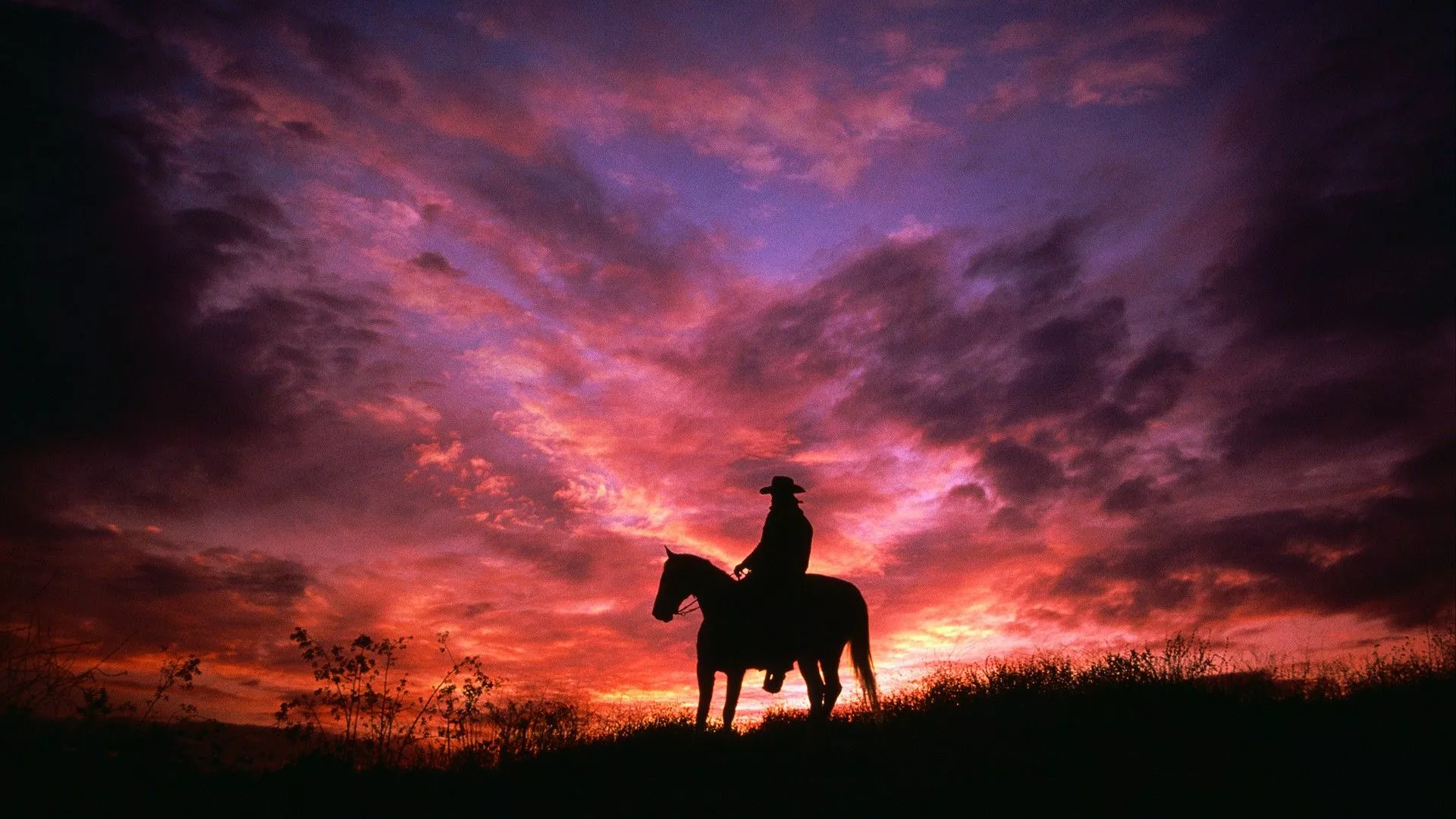 Sunset Cowboy Silhouette Wallpaper