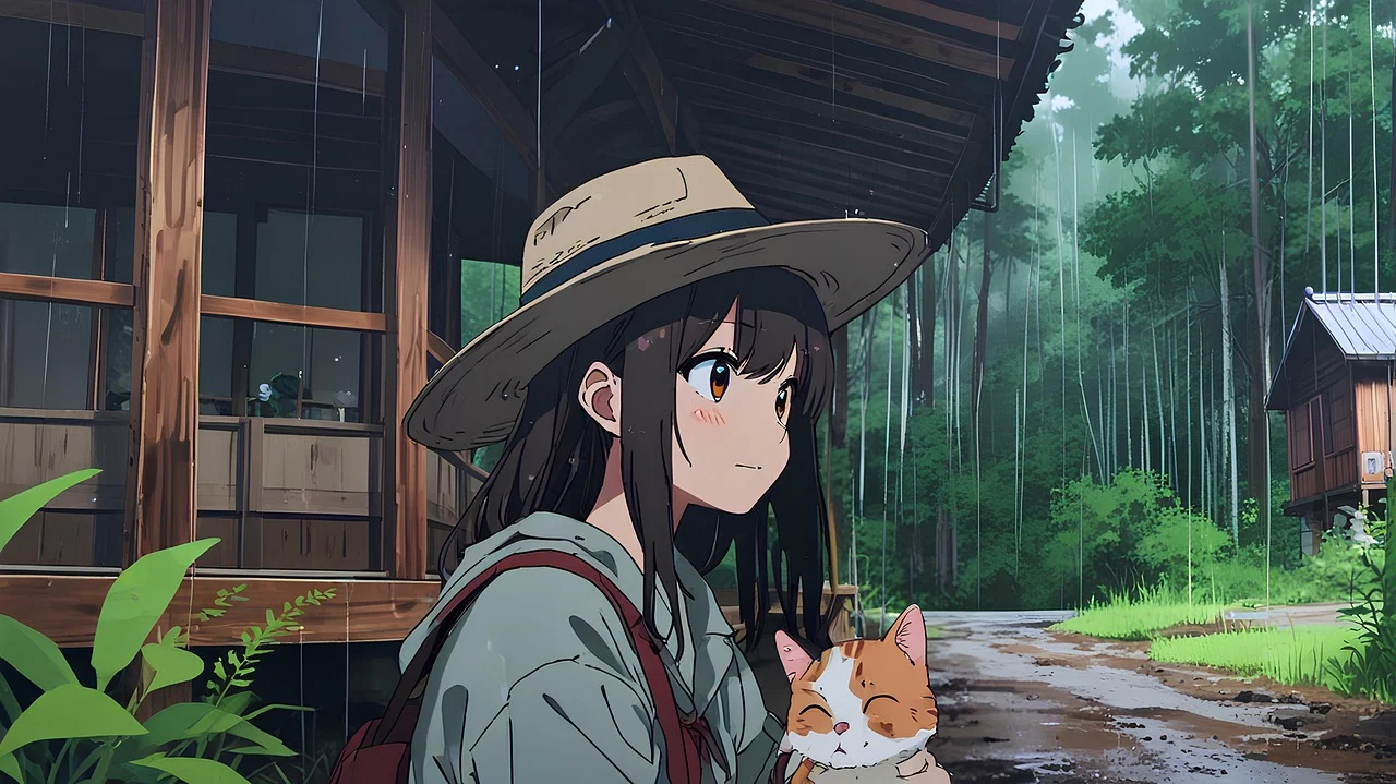 Download Cat, Girl, Lofi. Royalty Free