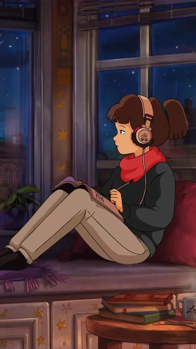 HD lofi girl. anime wallpaper