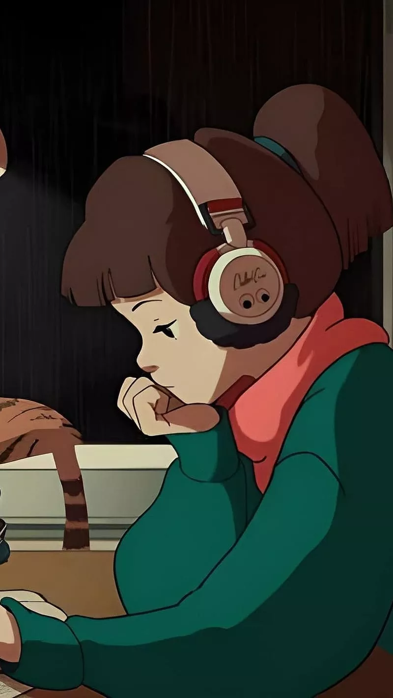 HD lofi girl. anime wallpaper