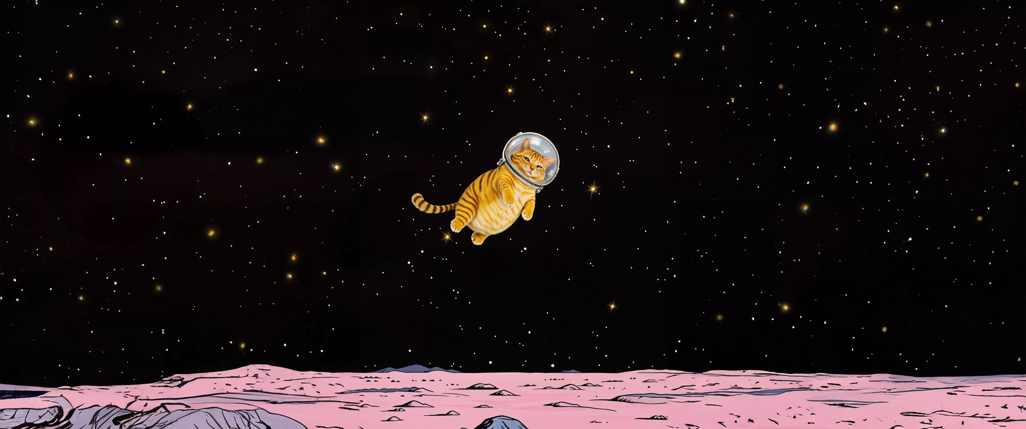 Cat In Space UltraWide Quad