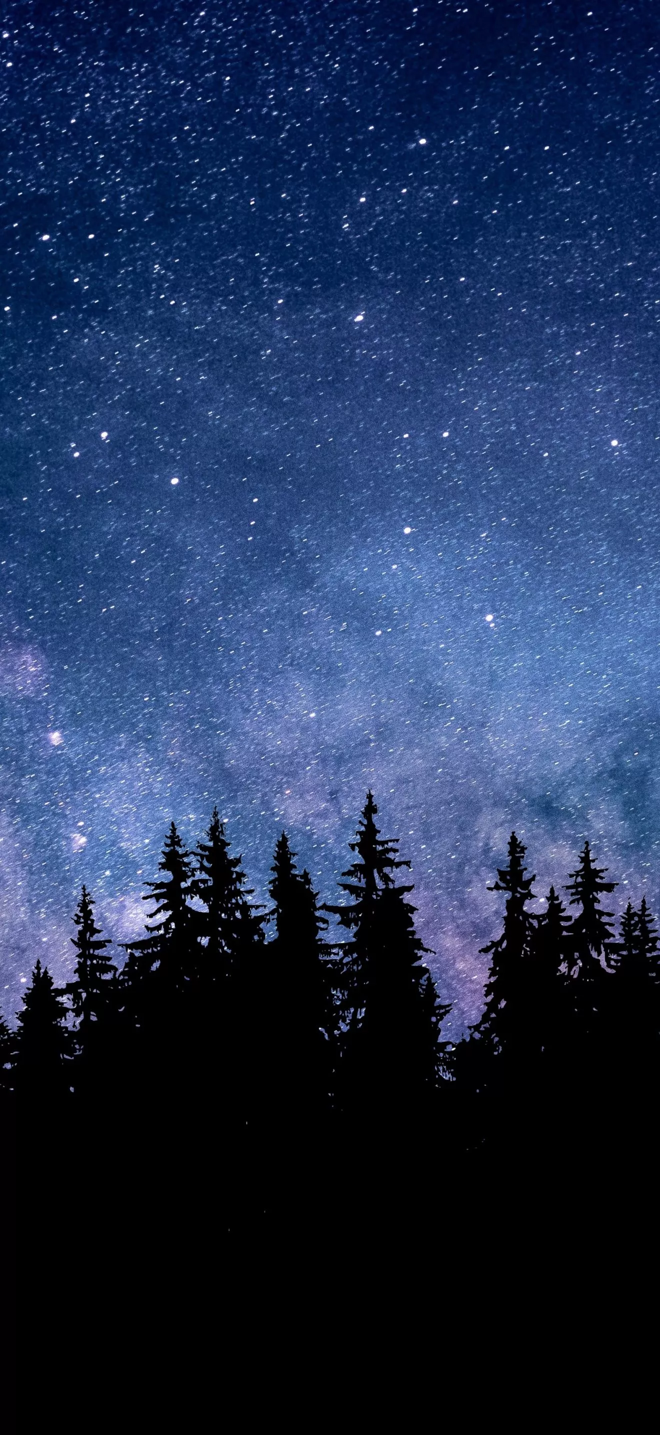 Night Wallpaper 4K, Starry sky, Forest