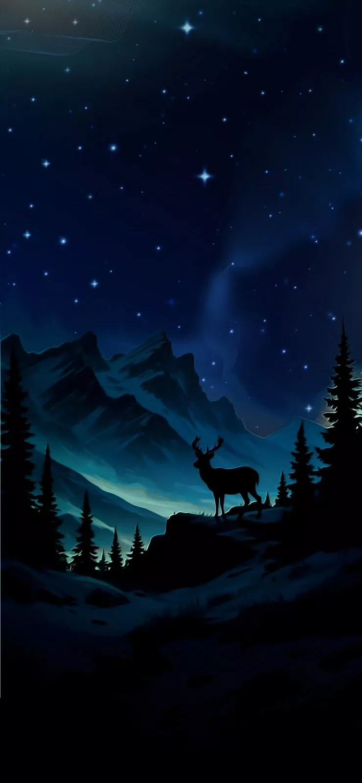 Majestic Deer Under Starry Sky iPhone
