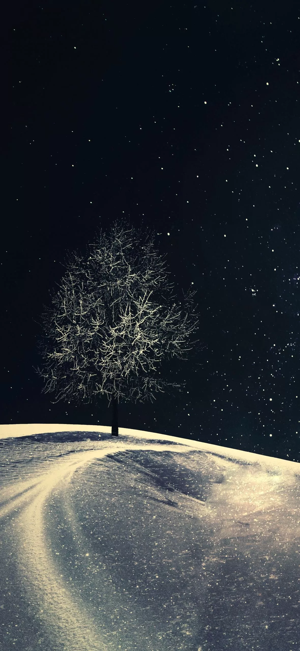 Lone tree Wallpaper 4K, Crescent Moon
