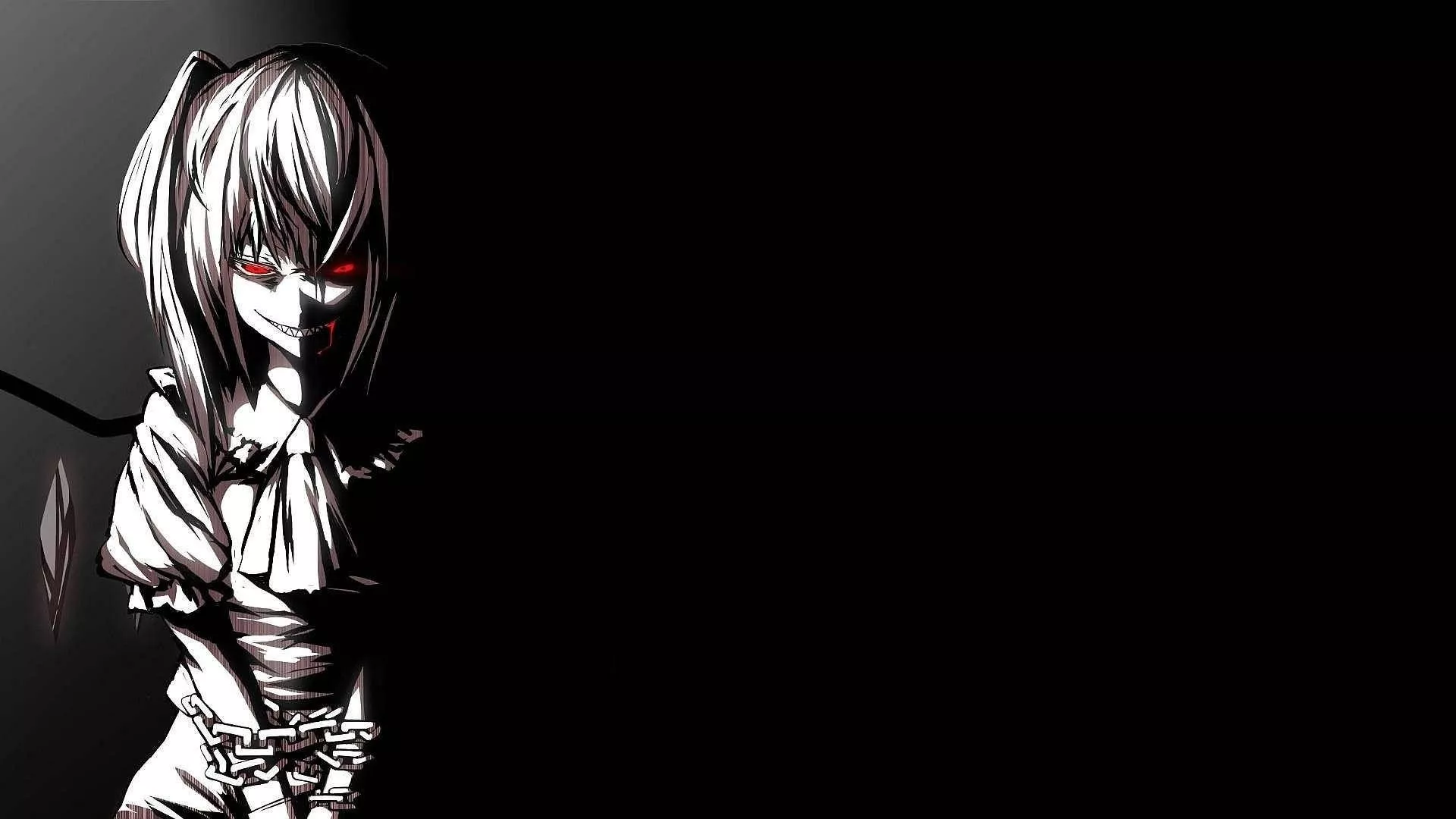 White Anime Scary Smile Wallpaper