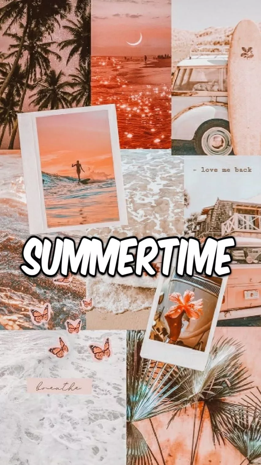Summertime, Beach, collage, Peach