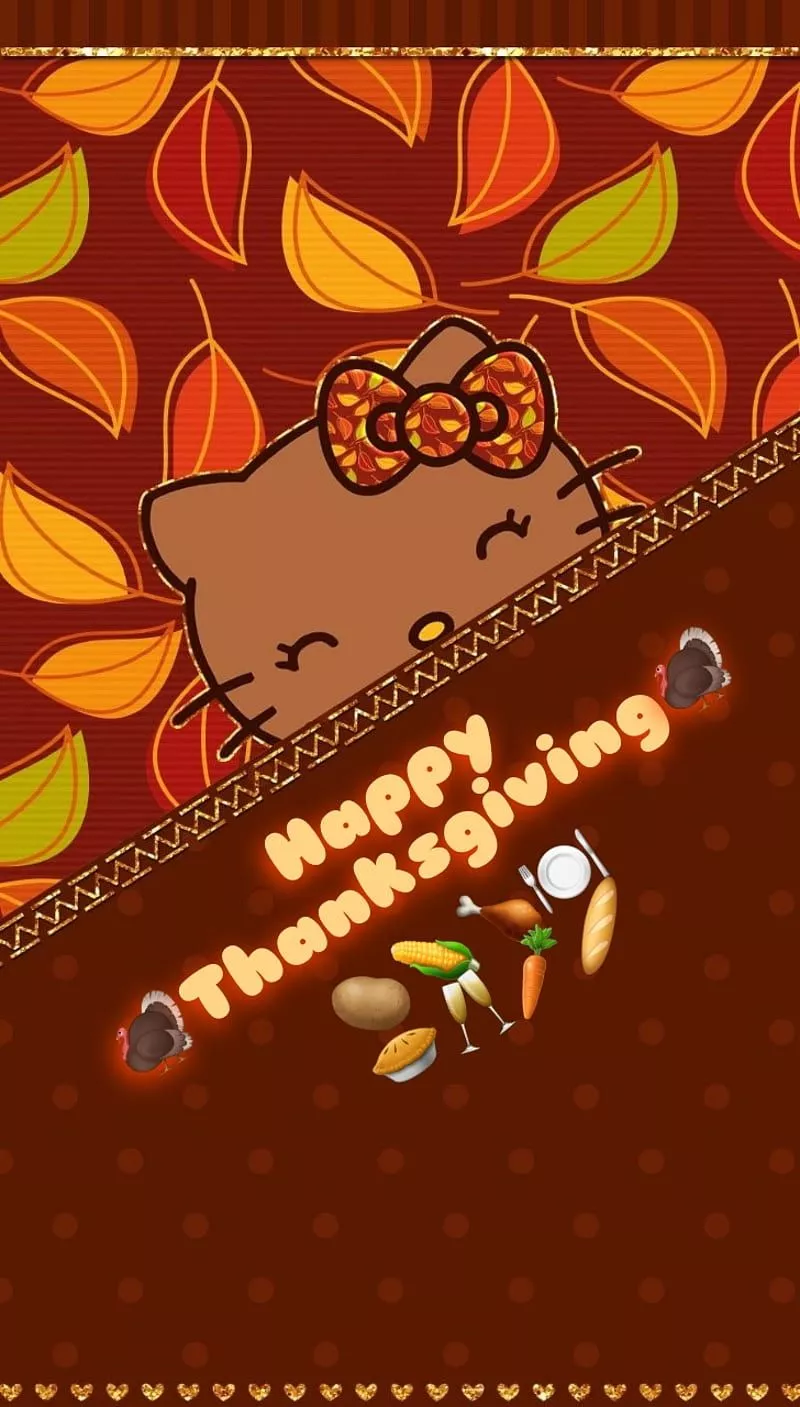 Hello Turkey, autumn, false, holiday, kitty, thanksgiving, HD phone wallpaper