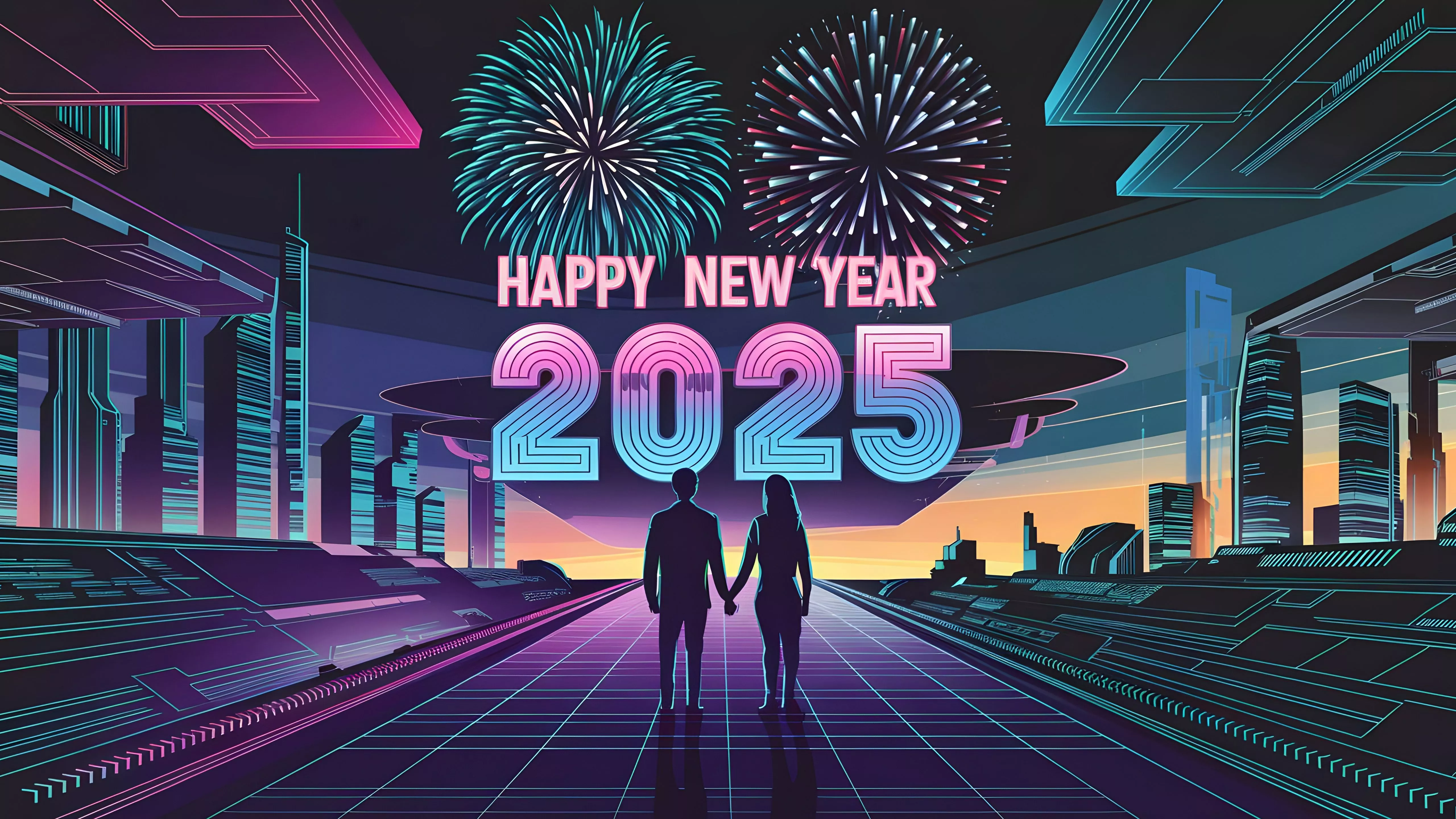 Happy New Year 2025 Wallpaper 4K