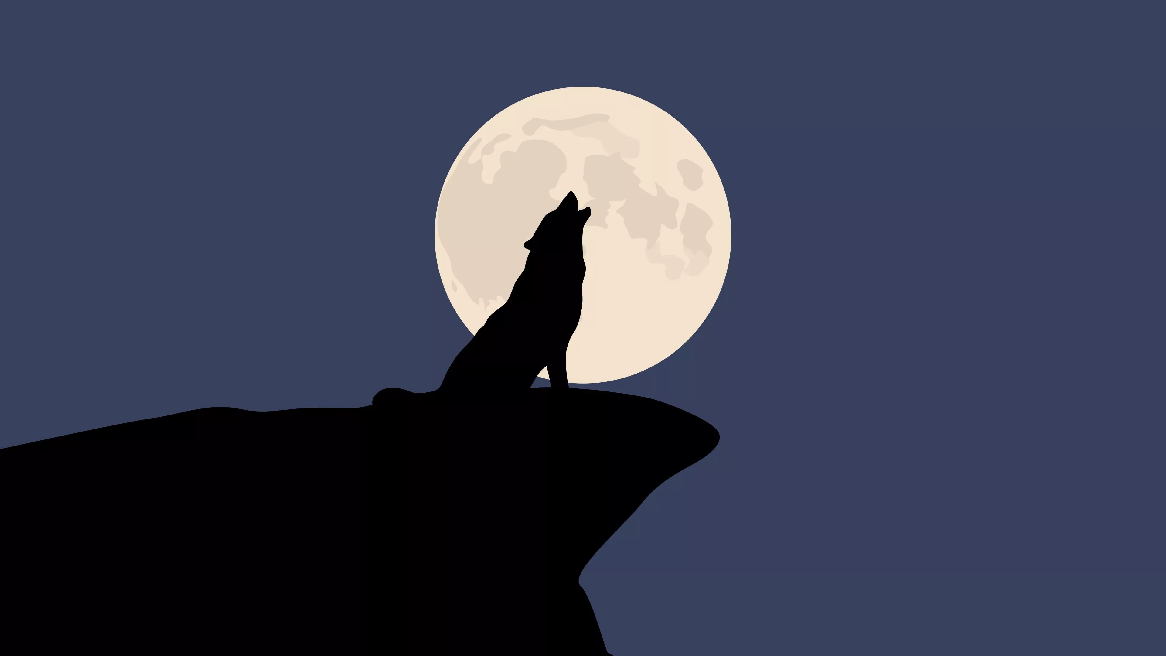 Howling Wolf Wallpaper, HD Minimalist