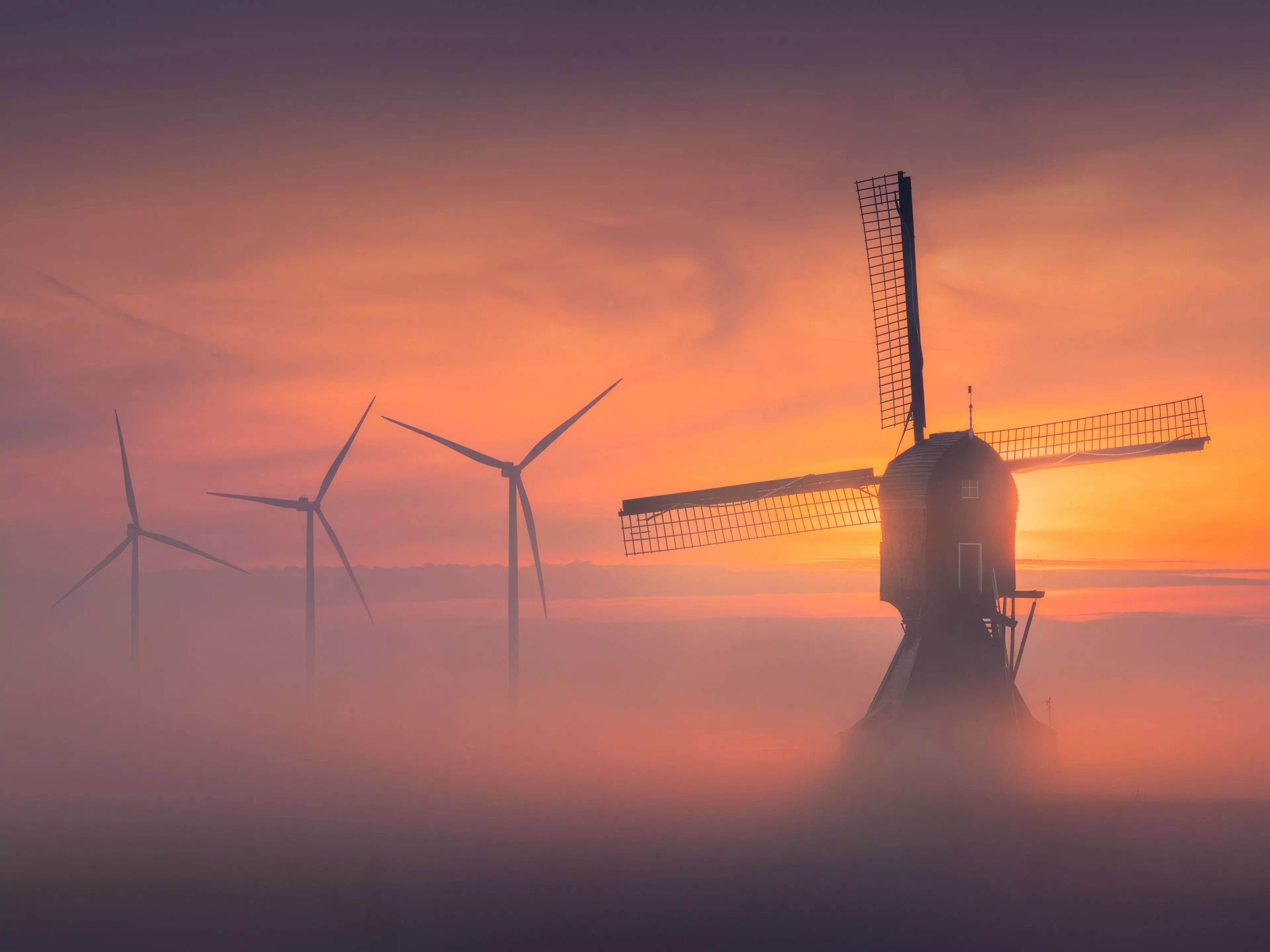 Windmill Evening 4k Wallpaper, HD