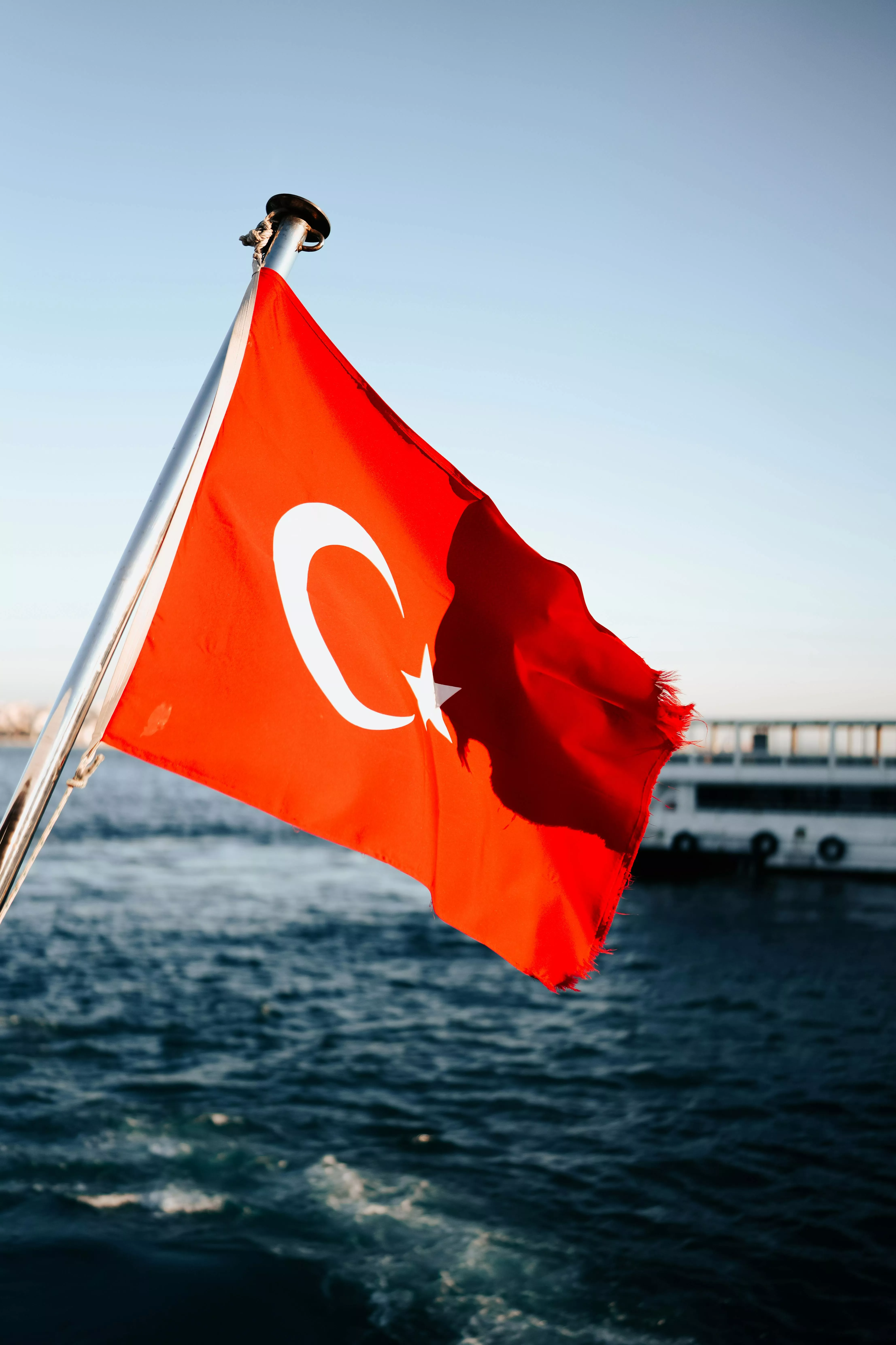 Turkish Flag over Sea · Free