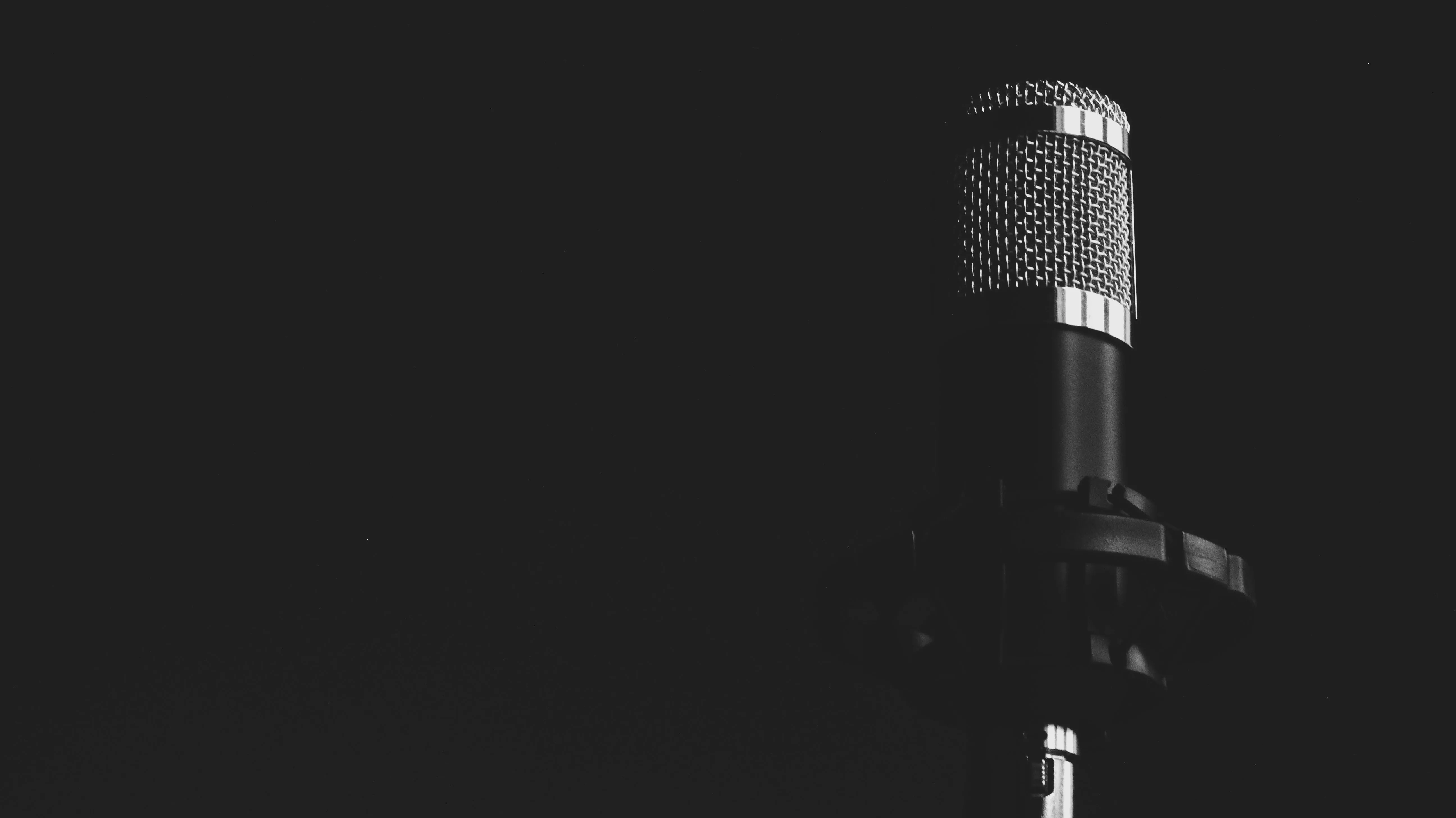 microphone, music, bw Wallpaper, HD