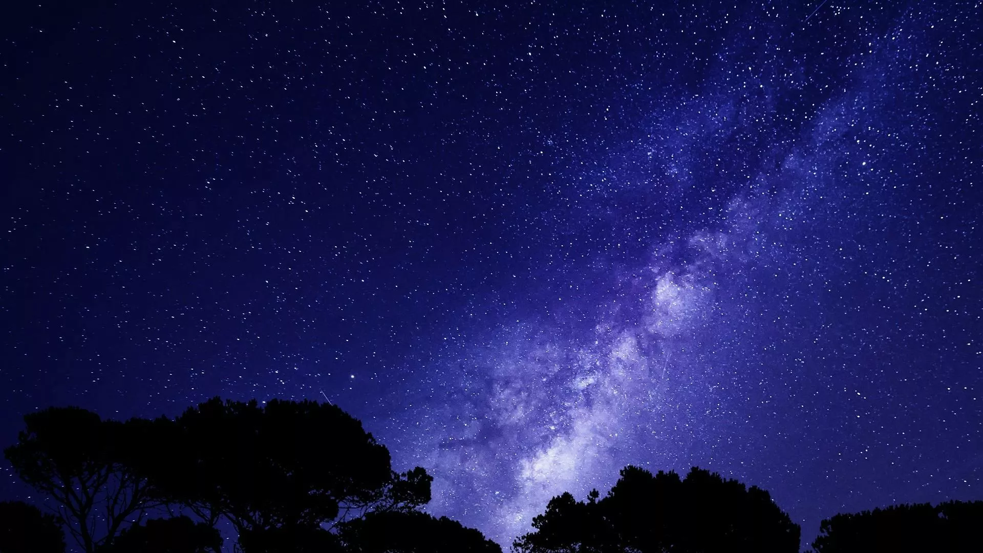 Nightsky With Purple Stars And Galaxy