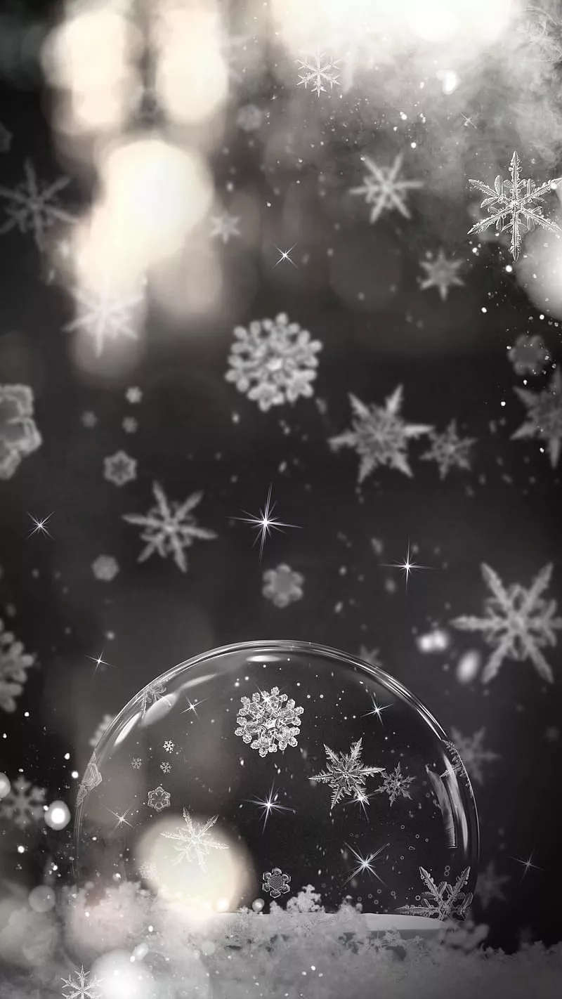 Snow, christmas, cold, holidays, my art, snow, snow globe, snowflakes, HD phone wallpaper