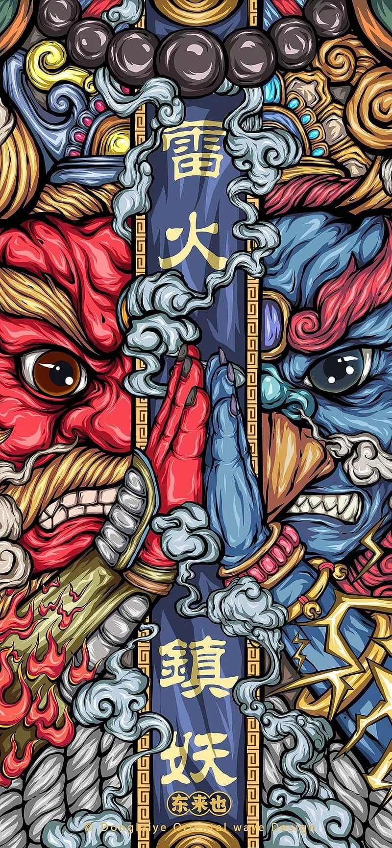 Samurai, desenho, dragon, graffiti