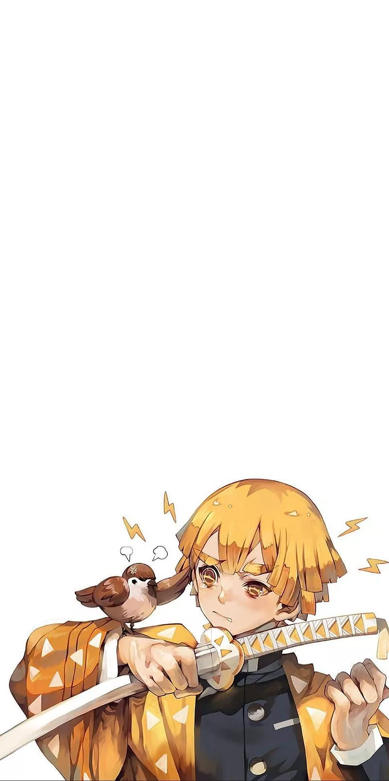 Zenitsu Agatsuma, sky, moon, demon