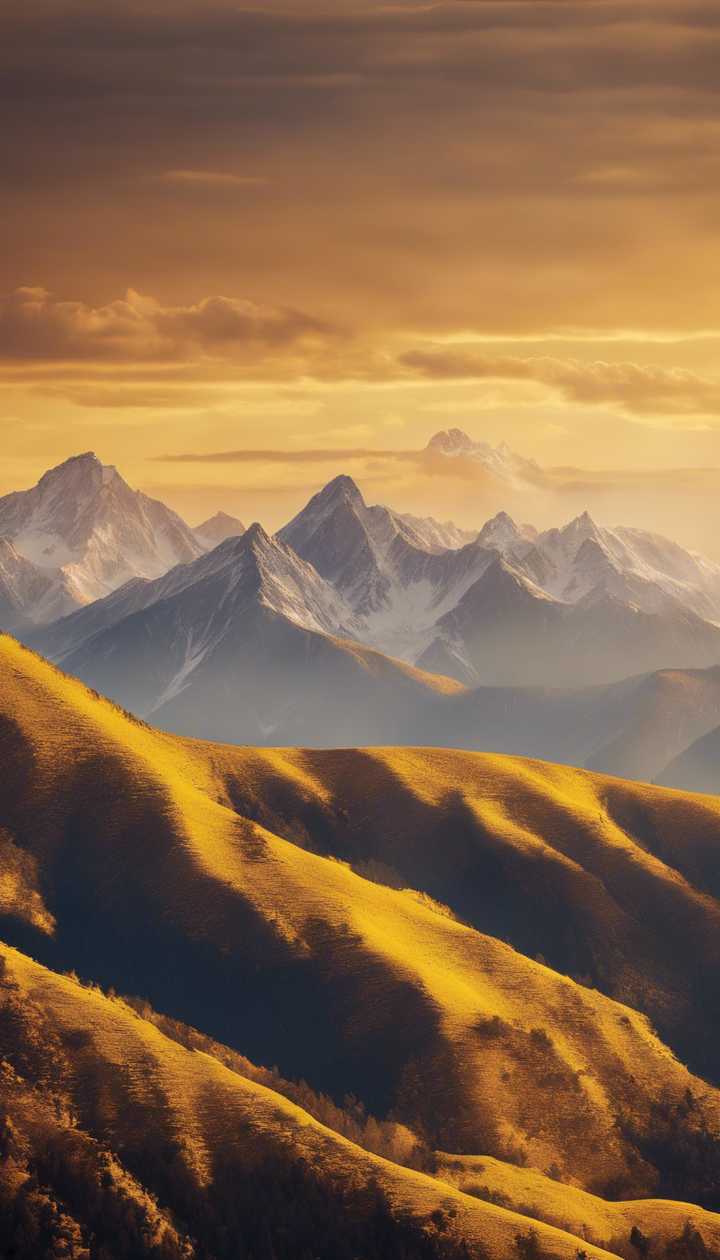 A mountain range during sunset with
