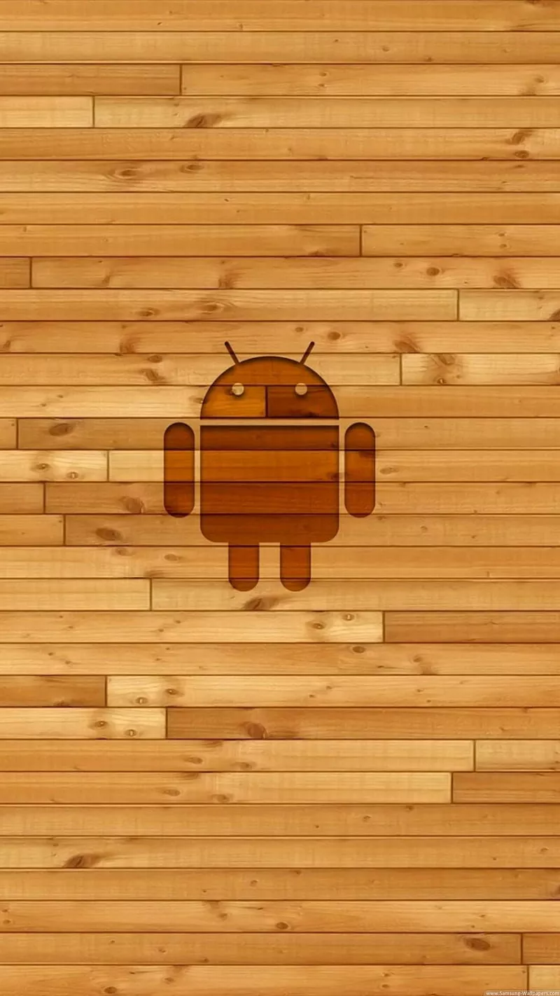 Woody android logo, , wood, HD phone