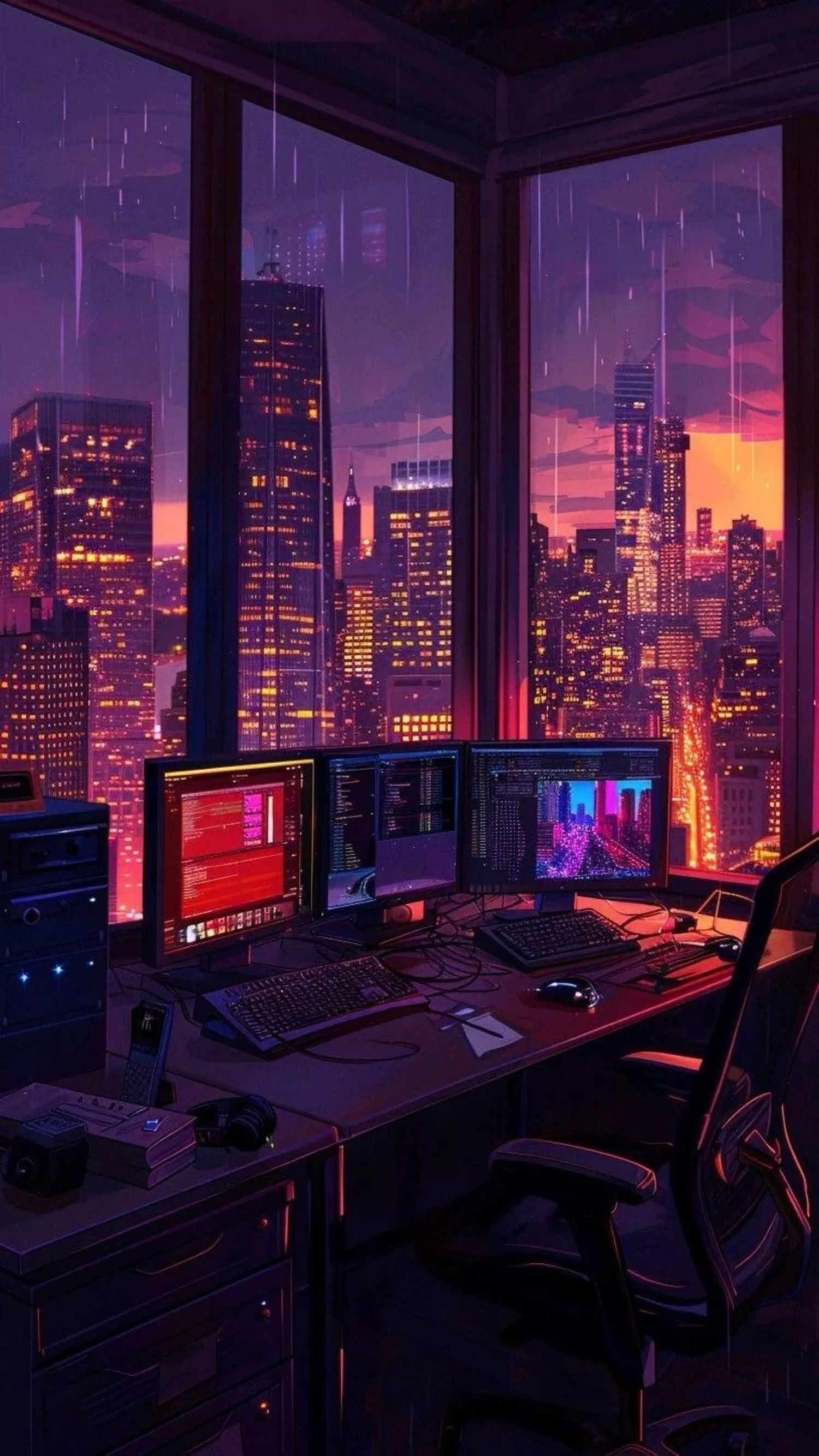 Cozy Vibes City Anime Digital Drawing