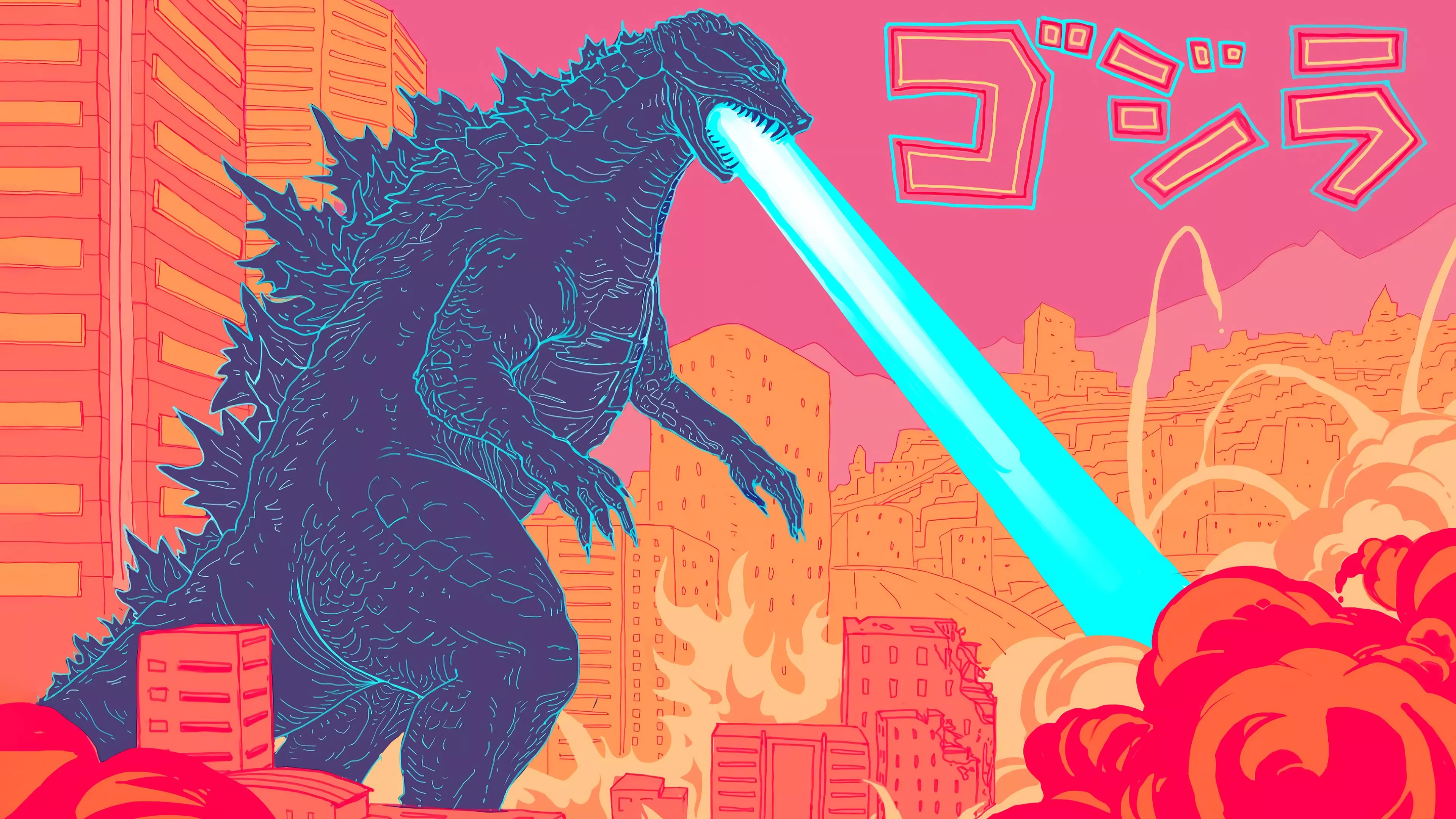 Godzilla 4k Minimal Digital Art