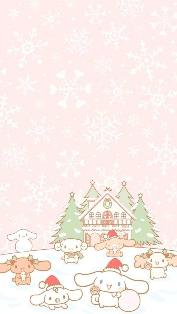 Pink Sanrio Christmas wallpaper