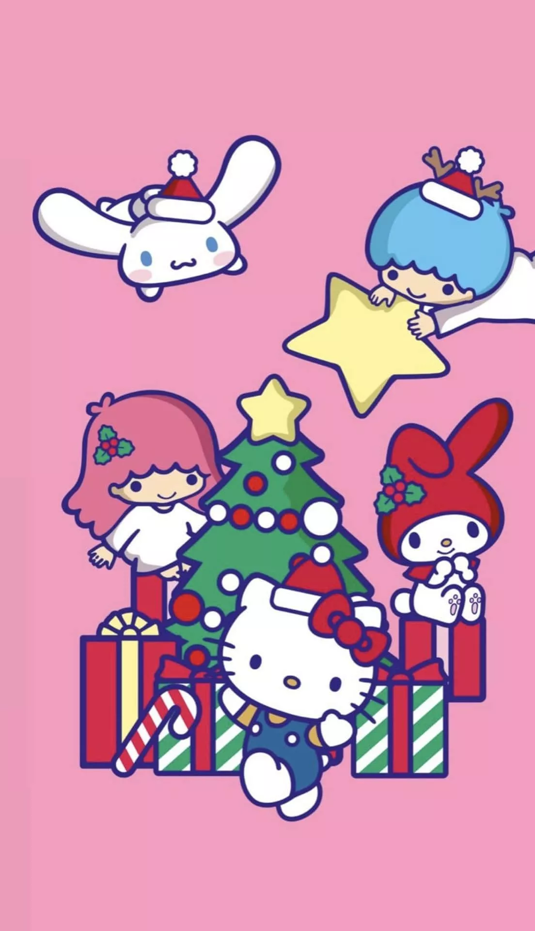 Download Sanrio Characters Celebrating Christmas Wallpaper