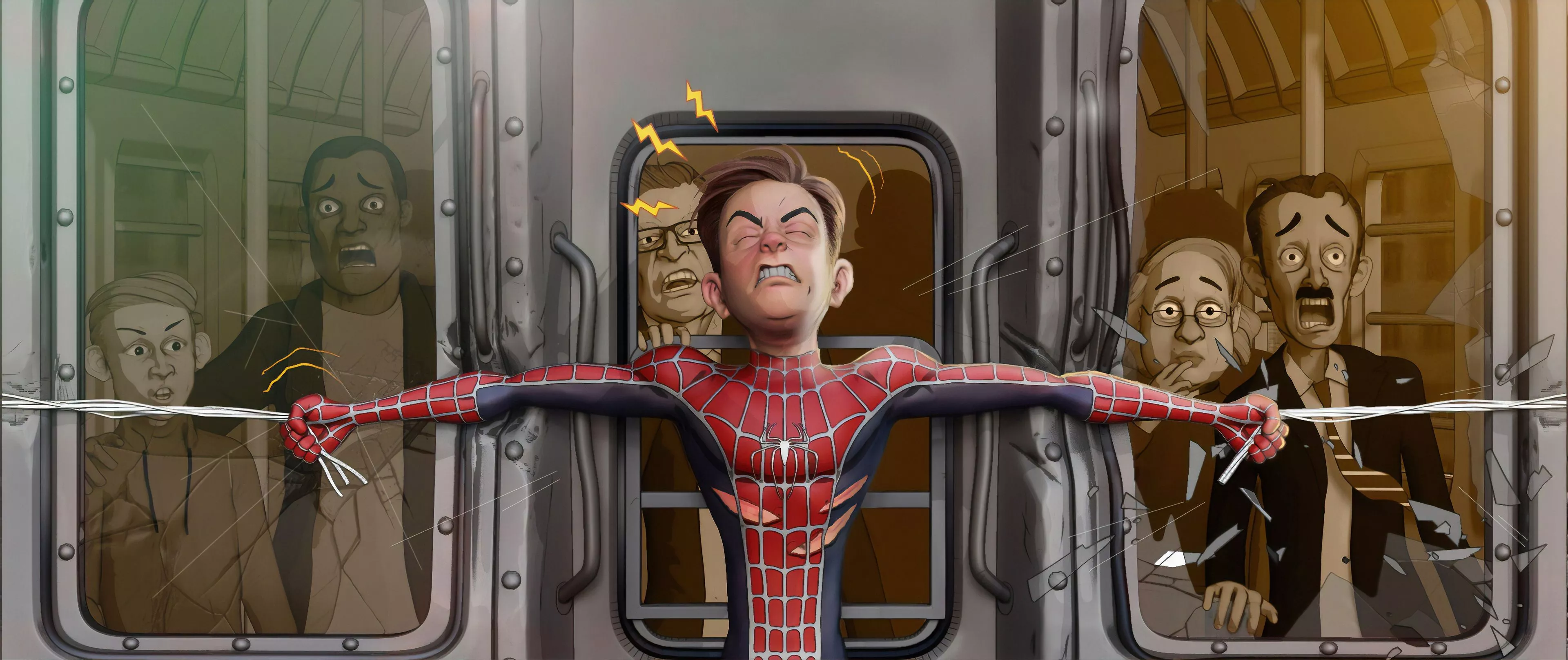 Spiderman Stoping Train Wallpaper, HD