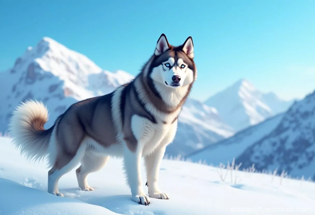 Siberian Husky On A Snow Covered