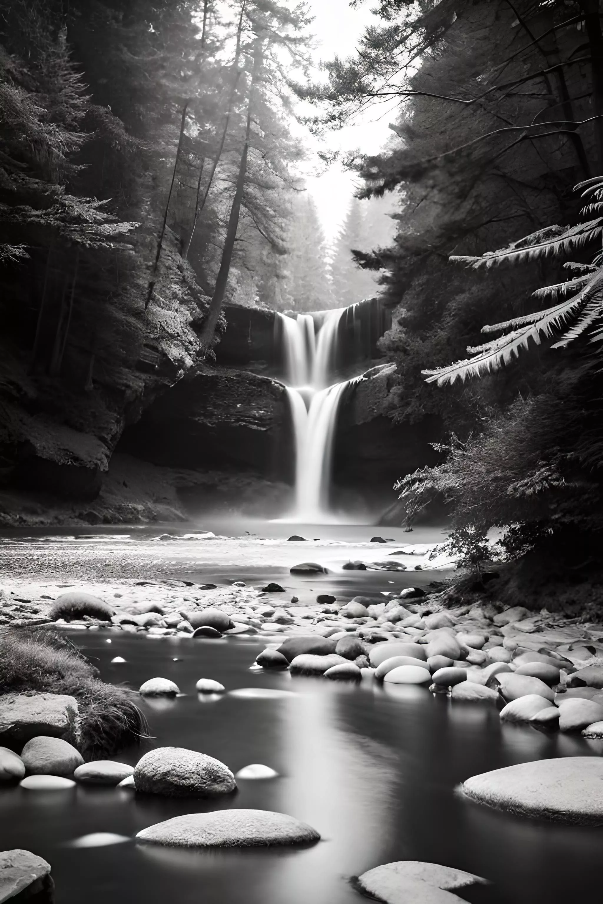 Black and White nature wallpaper, river