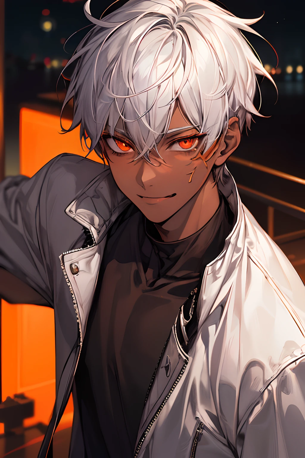Anime guy with white hair and red eyes