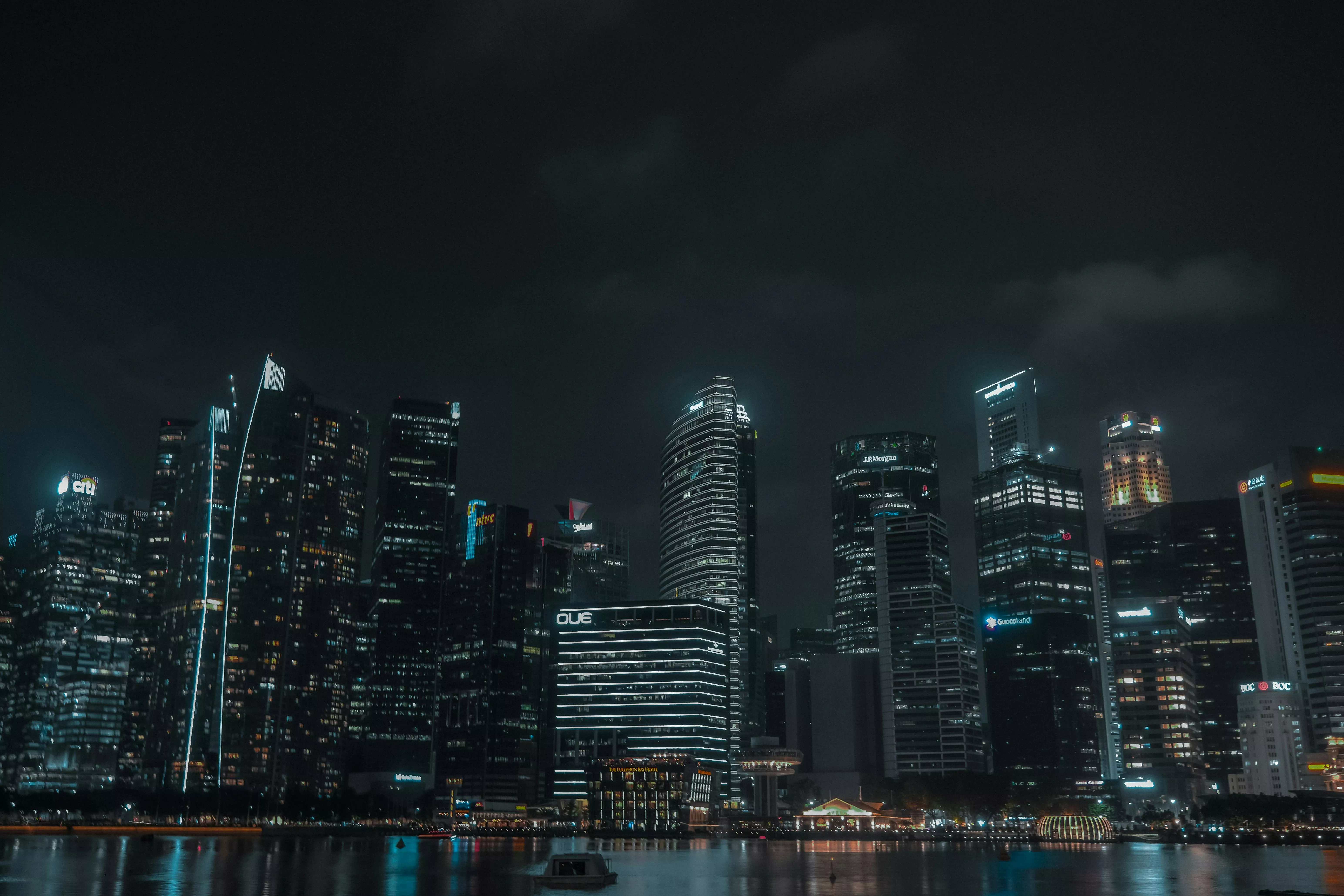 Singapore city skyline at night · Free
