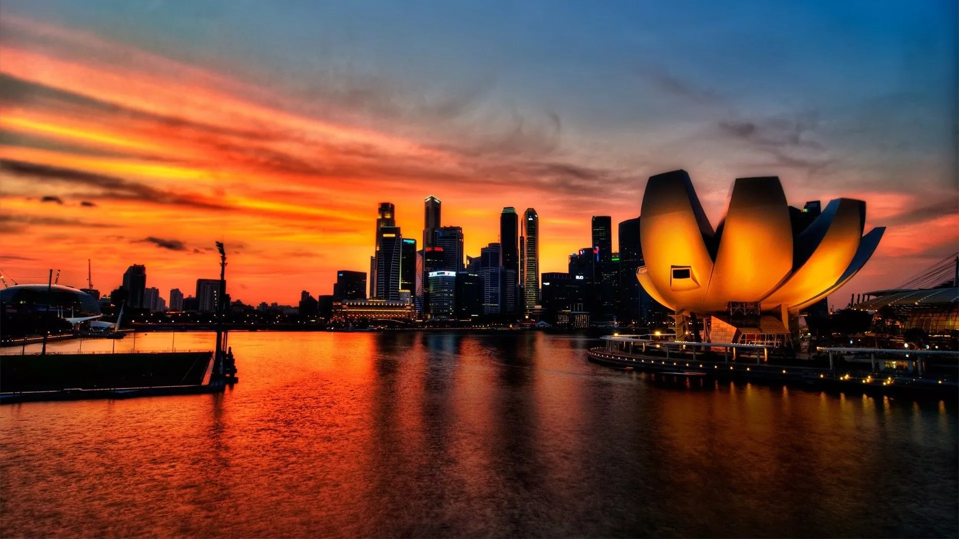 singapore, sky, sunset Wallpaper, HD