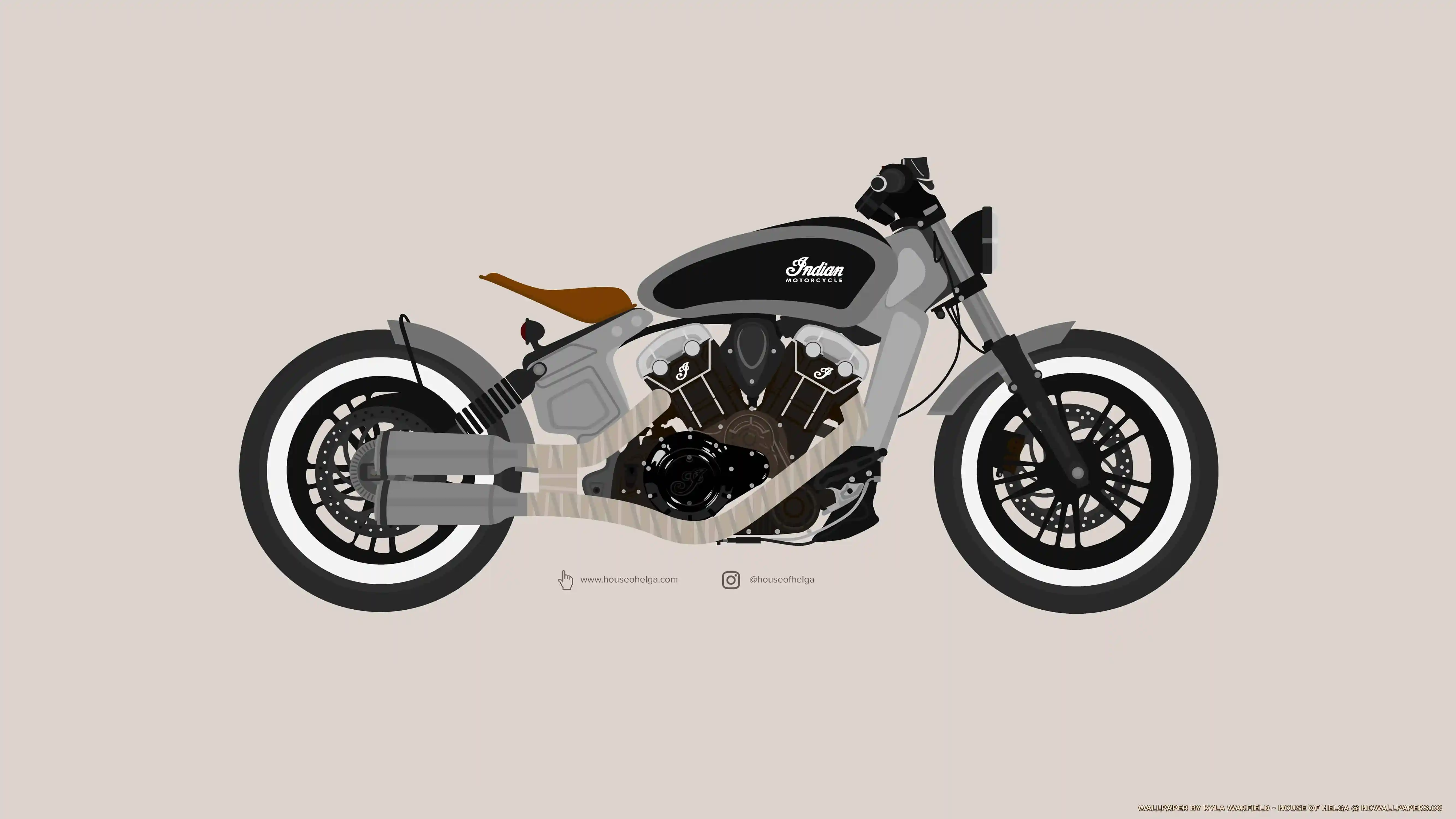 Bobber Motorcycle Illustration. HD