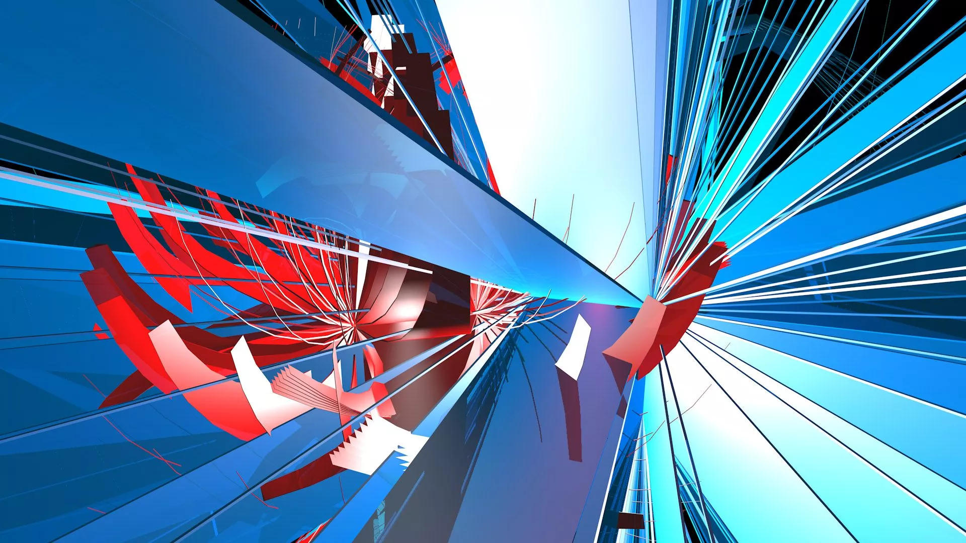 Red Blue Lines 3D Art HD Abstract