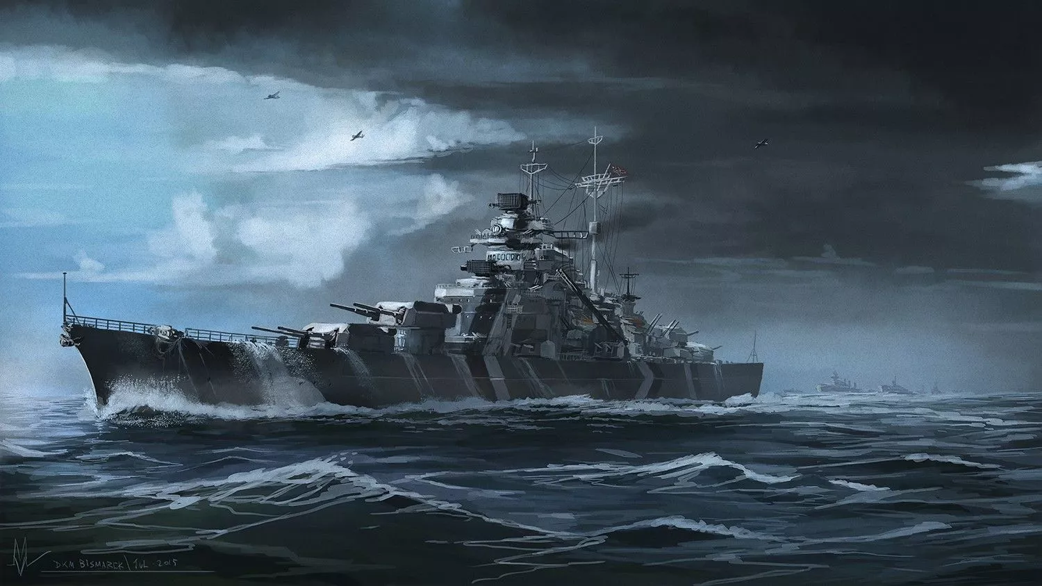 Military German Battleship Bismarck Art
