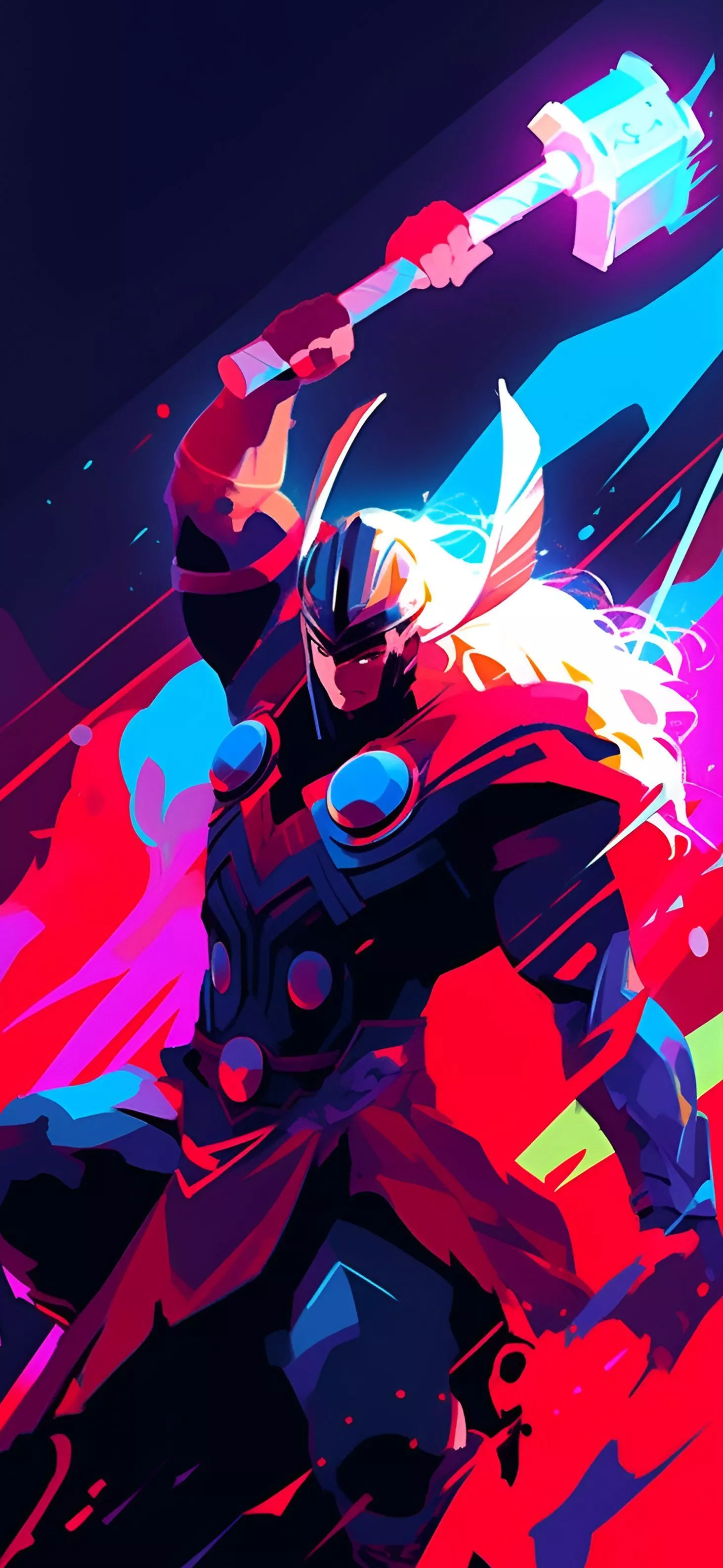 Colorful Thor with Hammer Art