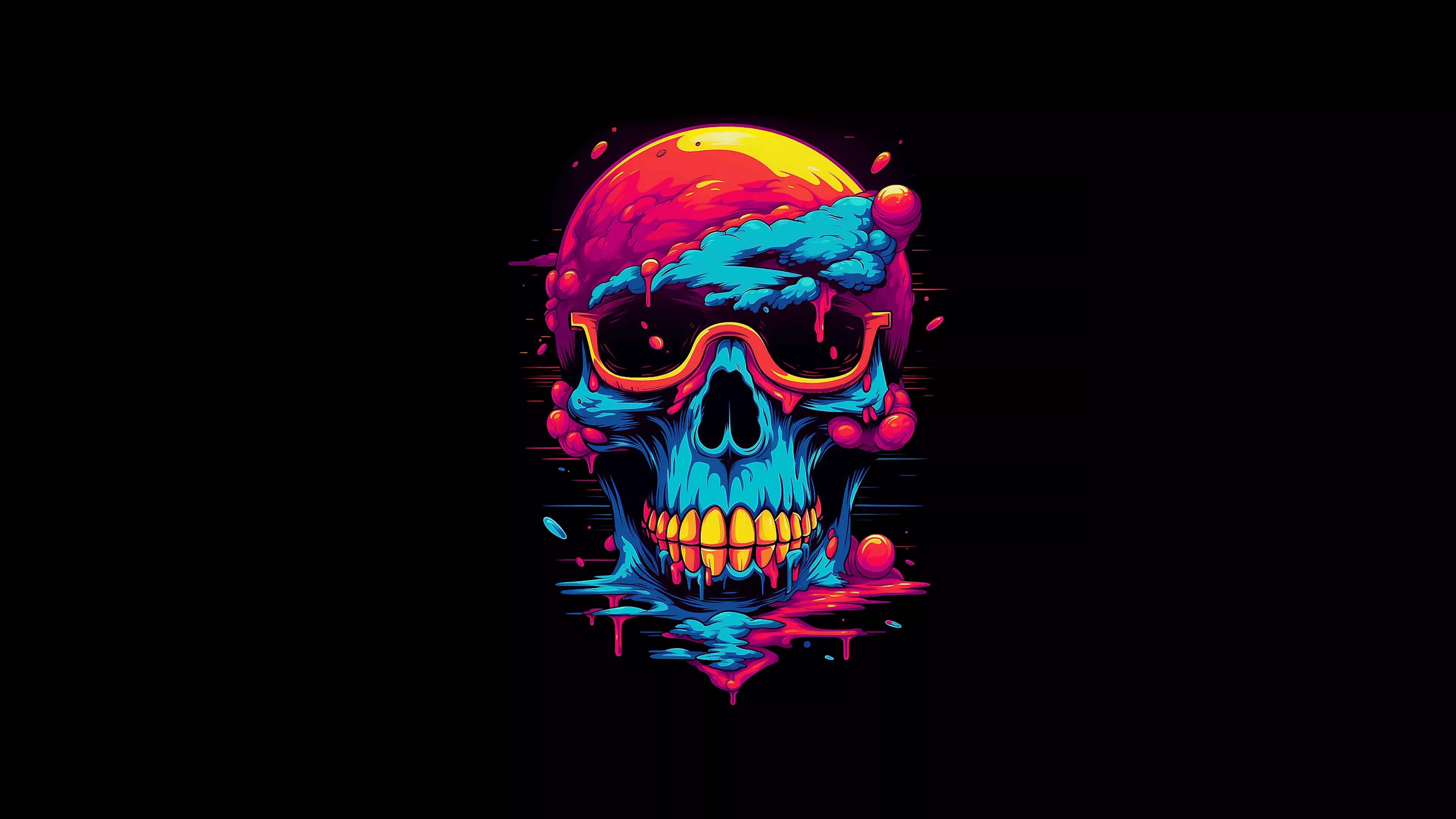 Colorful Wallpaper 4K, Skull, AI art