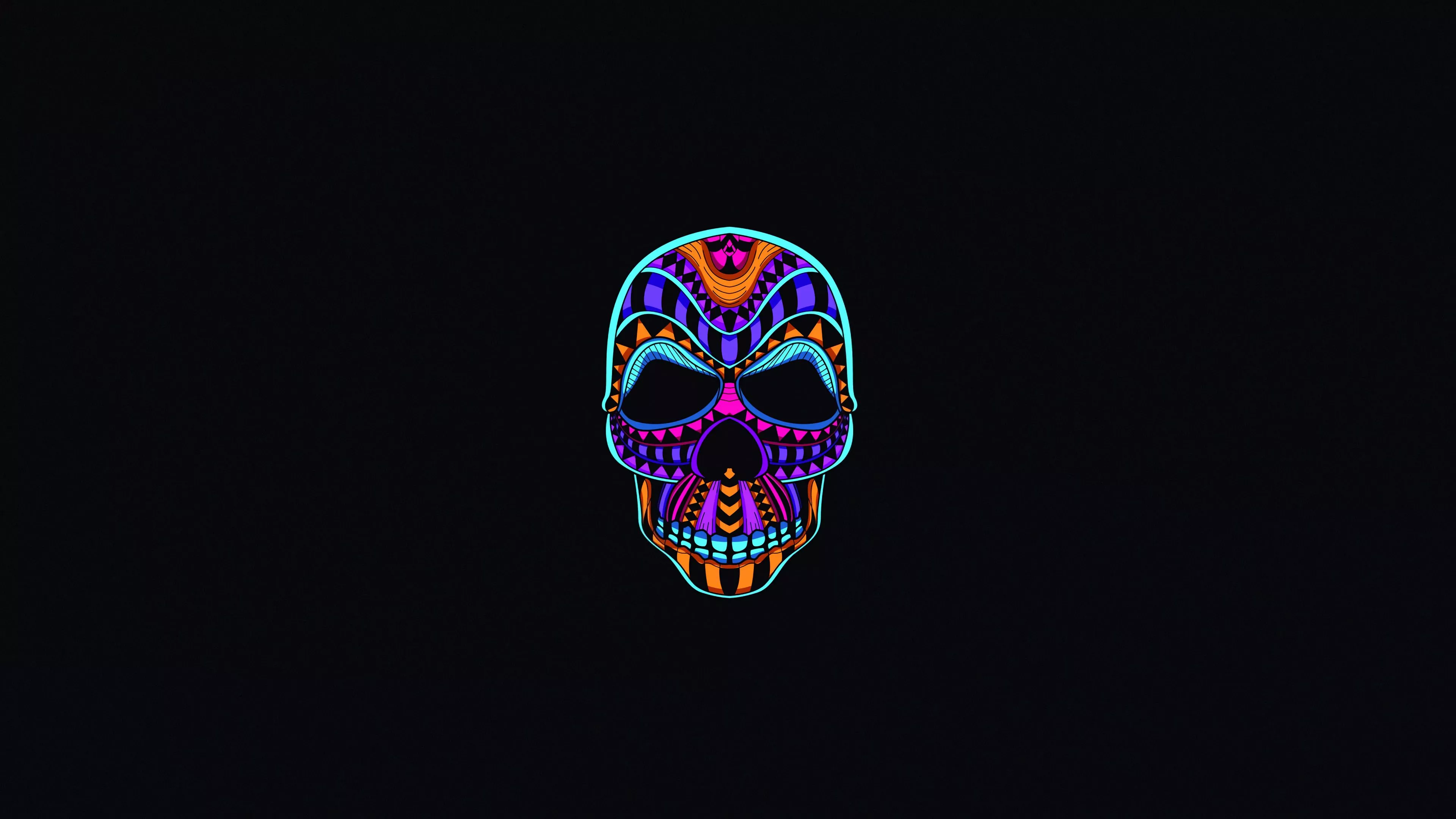 Neon Color Minimalist Skull Wallpaper
