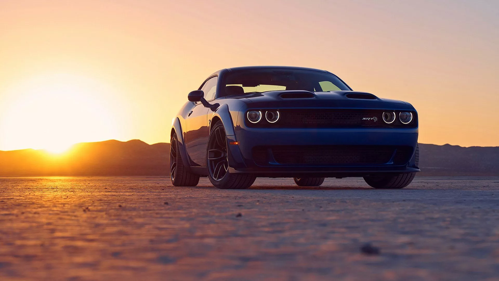 Dodge Challenger SRT Hellcat Roaring at Desert Sunset