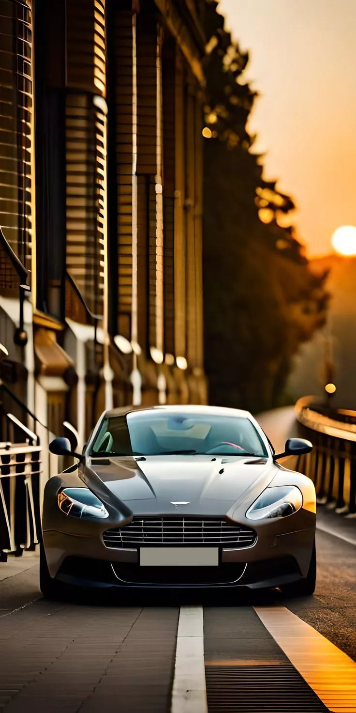 Sunset Elegance: Aston Martin Wallpaper