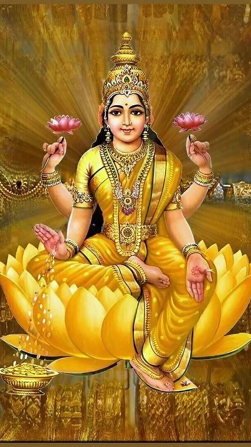 Maa Laxmi, Sitting On Golden Flower