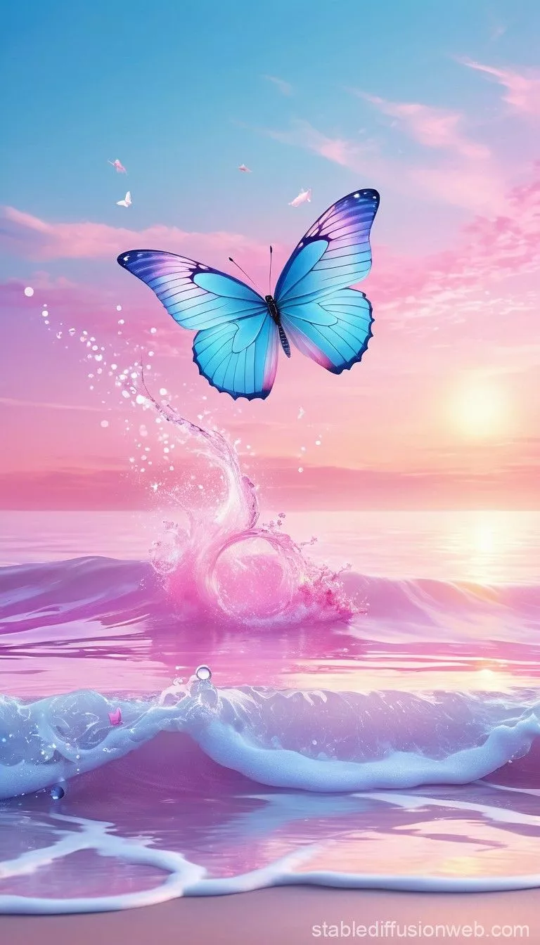 Elegant Beach Butterfly Wallpaper Scene